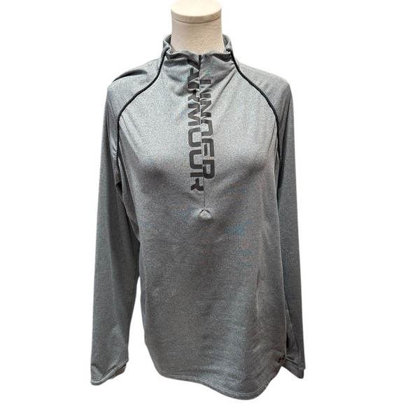 Under Armour Women's UA ColdGear 1/4 Zip Gray Baselayer Shirt Large - Picture 5 of 12